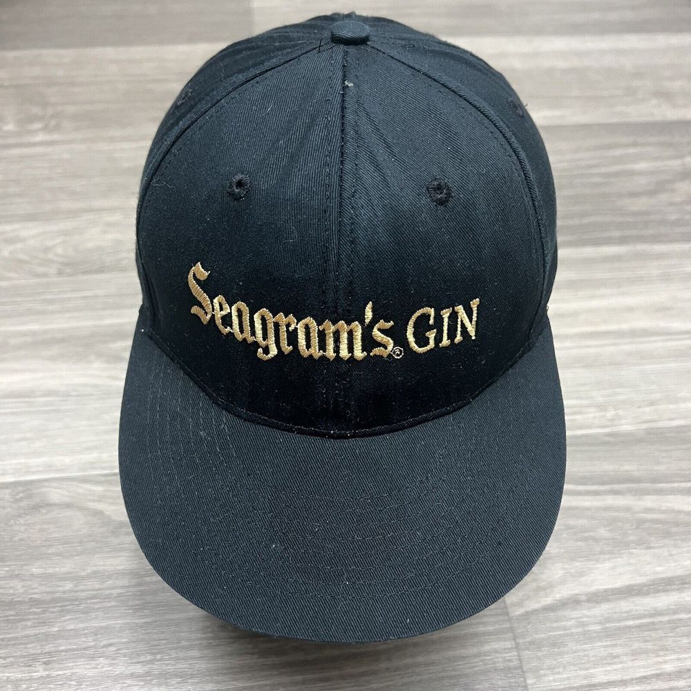 Seagrams Gin Snapback Hat Cap‎ Black Gold Party Brewery Alcohol Promo Tonic Club
